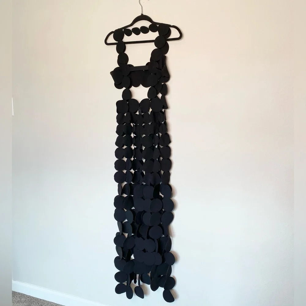 A.W.A.K.E. Mode Crepe Multi Circle Asymmetric Dress Black - Picture 10 of 16